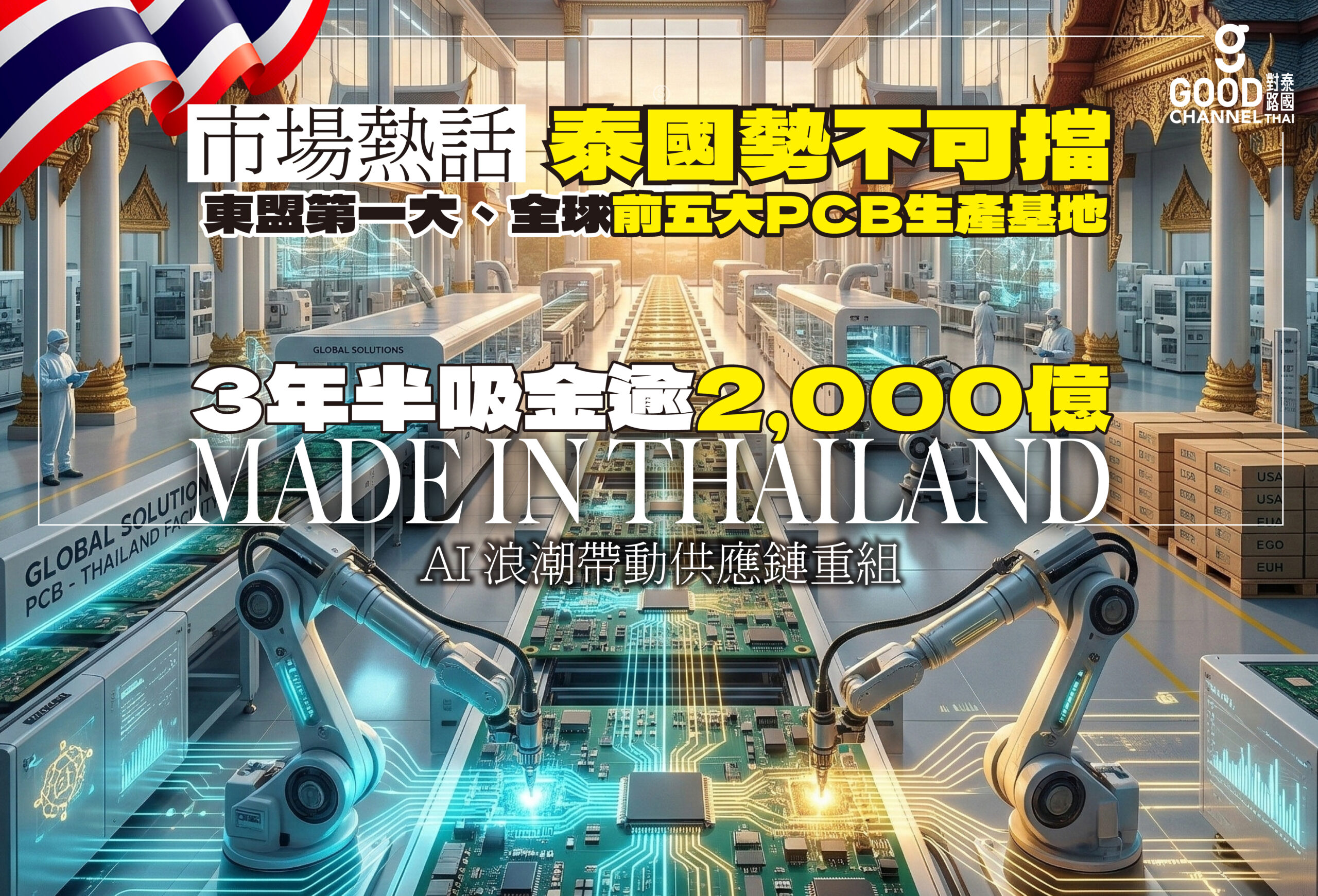 泰國勢不可擋! 東盟第一大、全球前五大PCB生產基地!AI 浪潮帶動供應鏈重組,3年半吸金逾2000億!